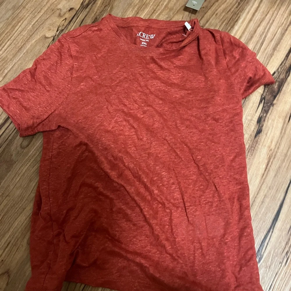 J. Crew Women Red 100% Linen Tee - Picture 2 of 3